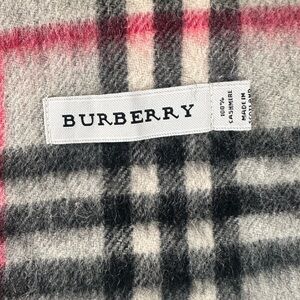 Burberry Gray and Red Cashmere Scarf